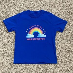 Kids "World's Nicest Web Developer" Rainbow Graphic T‑Shirt - Blue
